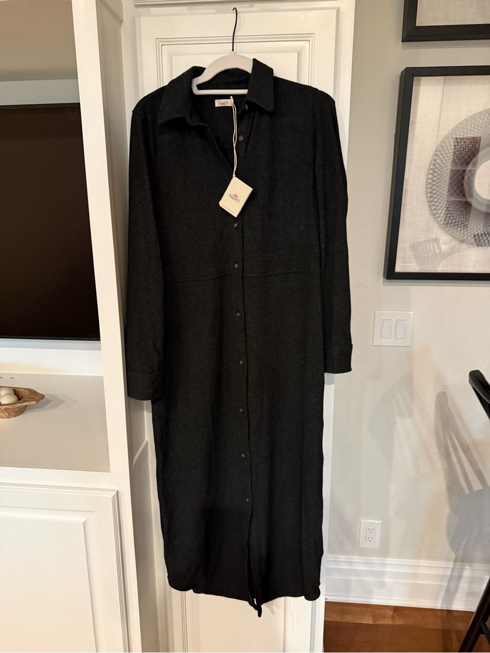 Dark gray Long Button-Front Shirt Dress - Faherty